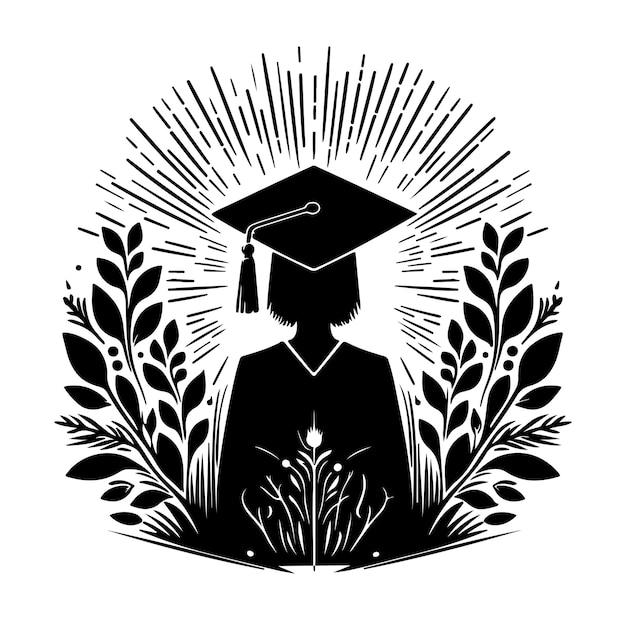 Vector graduation cap silhouettes vector illustration design on white background