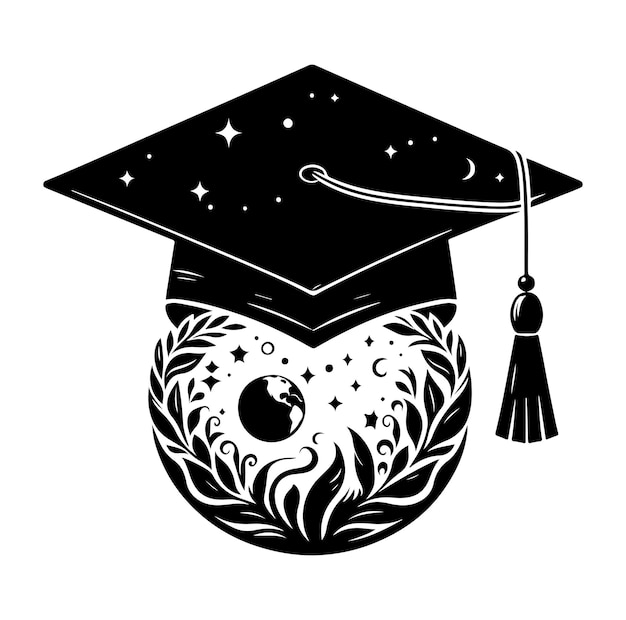 Vector graduation cap silhouettes vector illustration design on white background