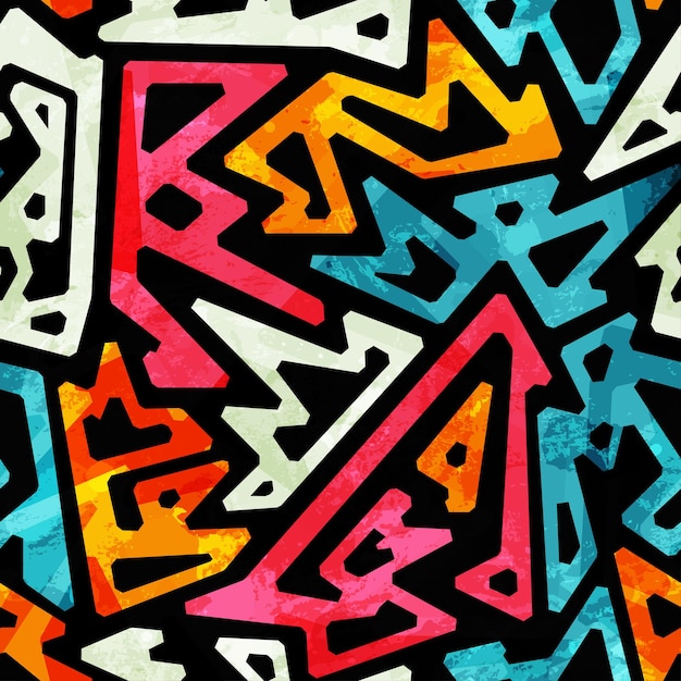 Graffiti geometric seamless pattern