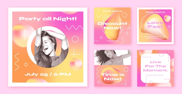 Vector grainy gradient instagram posts