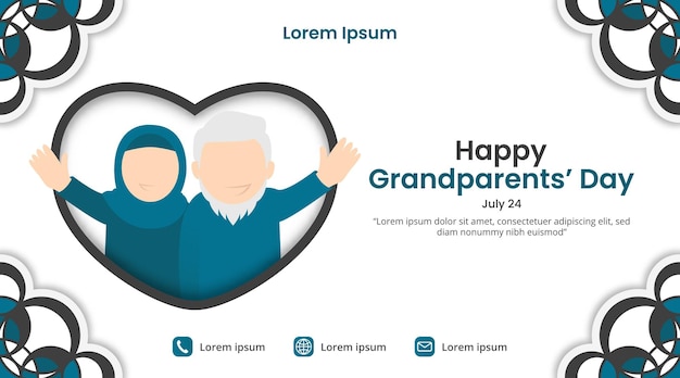 Grandparents day banner with cutting paper style decoration