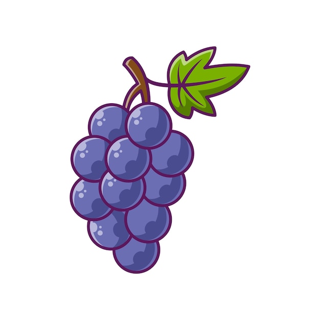 Grape Fruit Cartoon Vector Illustration Design Fruits Premium Illustration Isolated