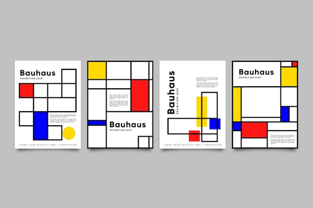 Vector graphic design cover set in bauhaus style