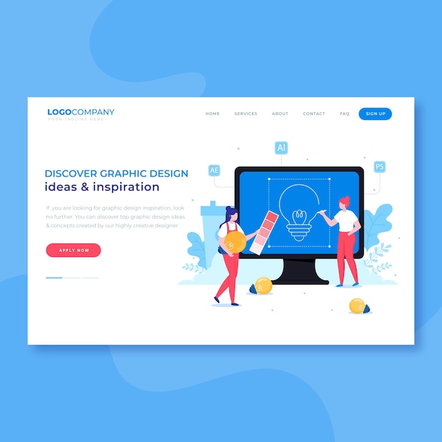 Vector graphic designers creative process landing page