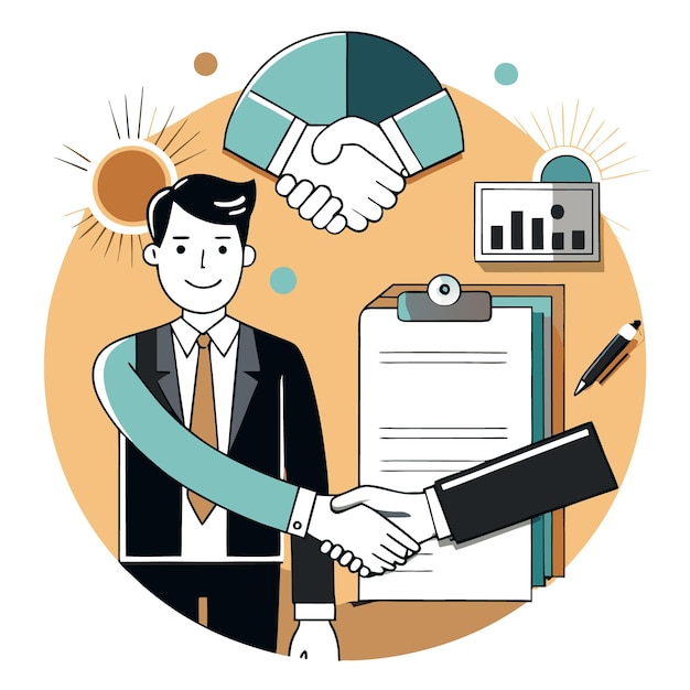 Vector a graphic representation of a business handshake and agreement