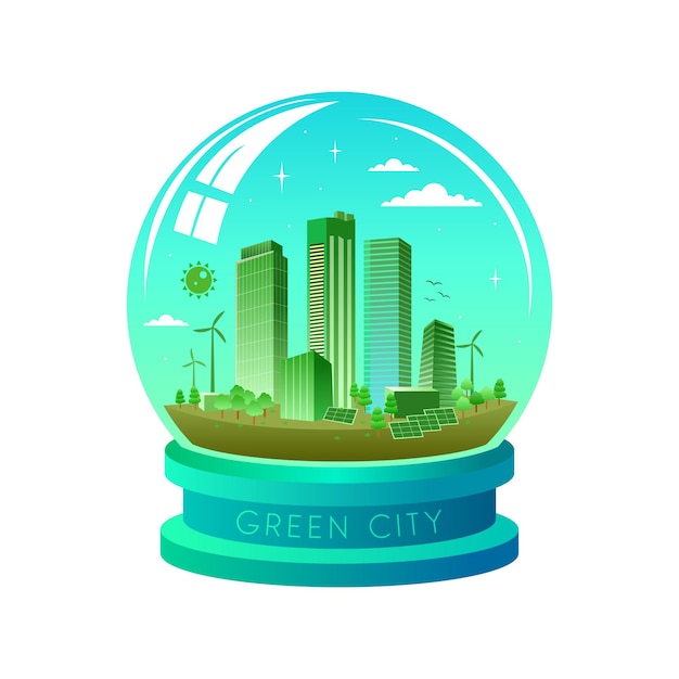 Green City concept. Go Green Save the world illustration