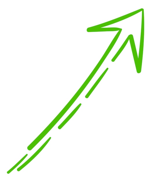 Green doodle arrow Growth symbol Upward sign