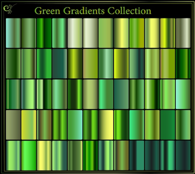 Green emerald chrome gradient setpatterntemplateNaturegrass colors for design