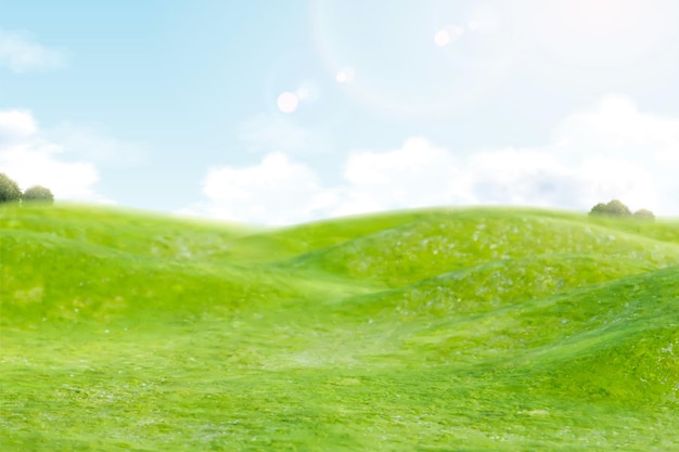 Green field with blue sky