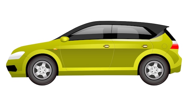 Green hatchback cartoon .