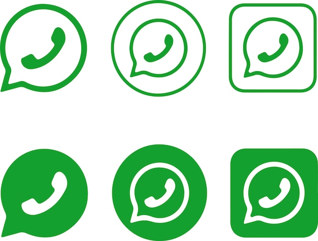 Vector green icon set of application call conversation flat vector illustration simple line icons