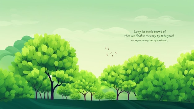 Vector a green landscape with trees and a sky with the words love love on it