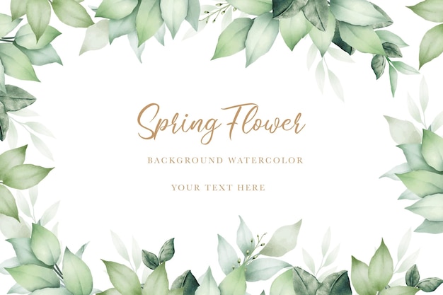 Vector green leaves and branches of a plant with the text spring