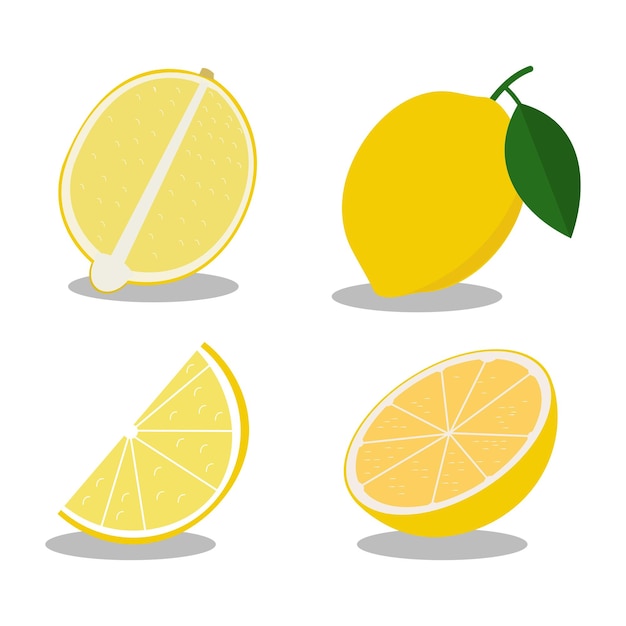 Vector green lemon lemon vector set different shaped round lemon