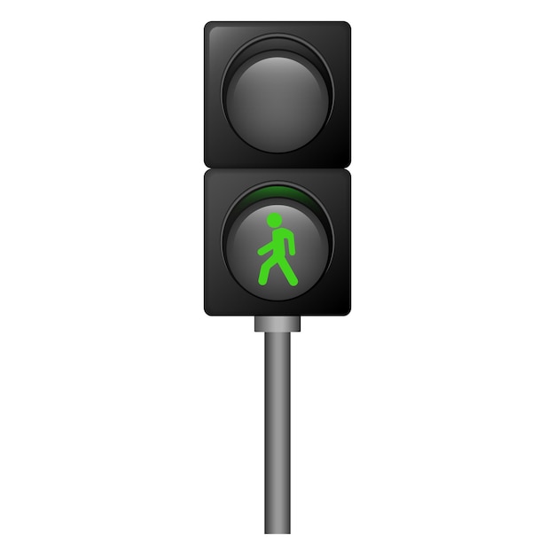 Vector green pedestrian traffic lights icon realistic illustration of green pedestrian traffic lights vector icon for web design isolated on white background