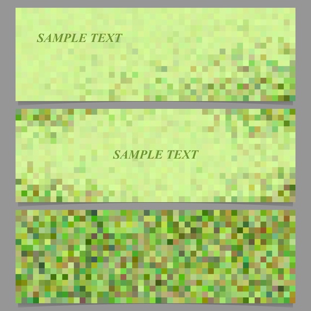 Vector green pixel square mosaic banner template set