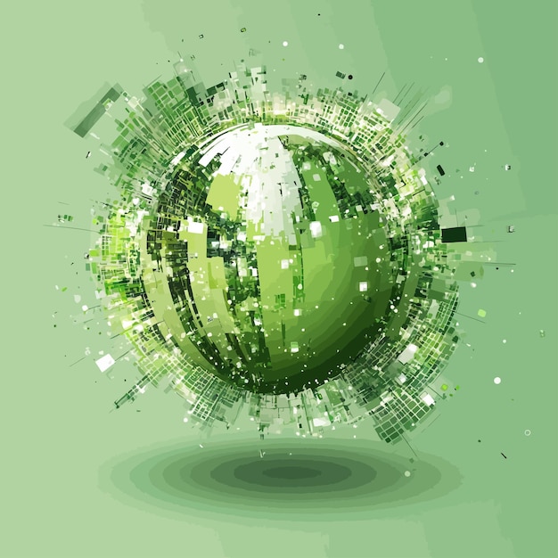 Vector a green planet with a green background with a green circle and the word world on it