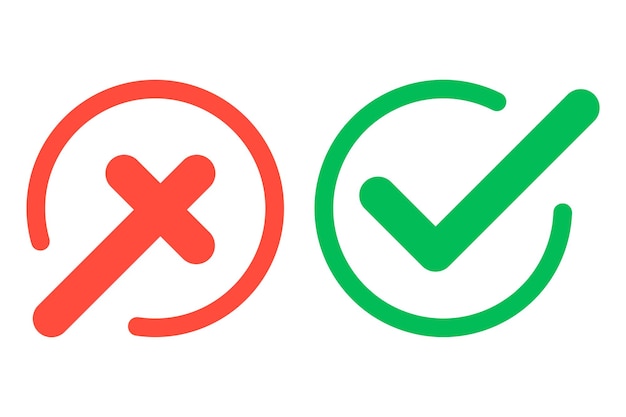 Vector a green and red checklist with a cross in the middle