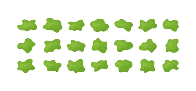 Green slime snot blob vector icon goo mucus set Random simple illustration