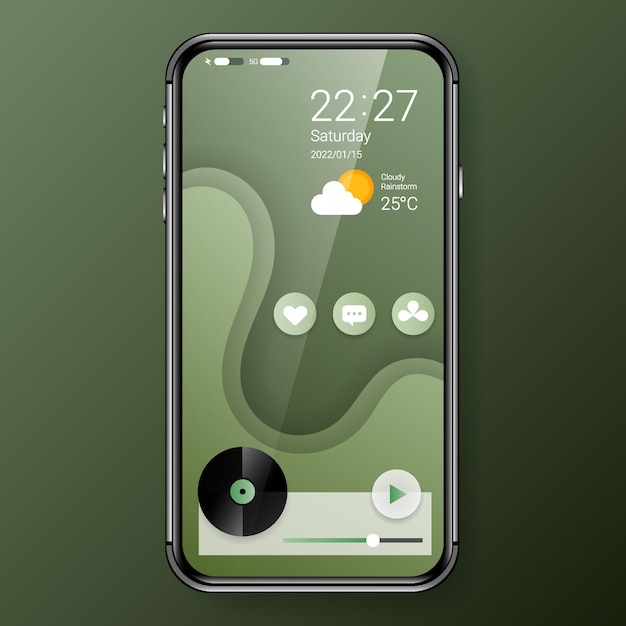 Vector green theme user interface home mobile app menu
