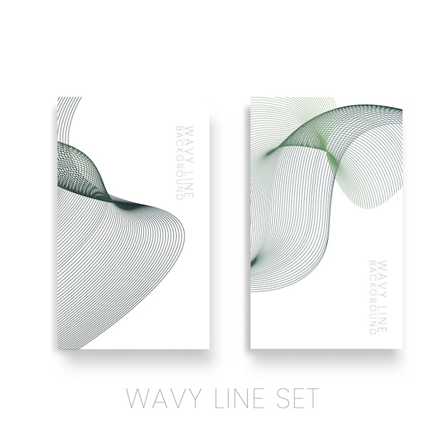 Vector green wavy line set