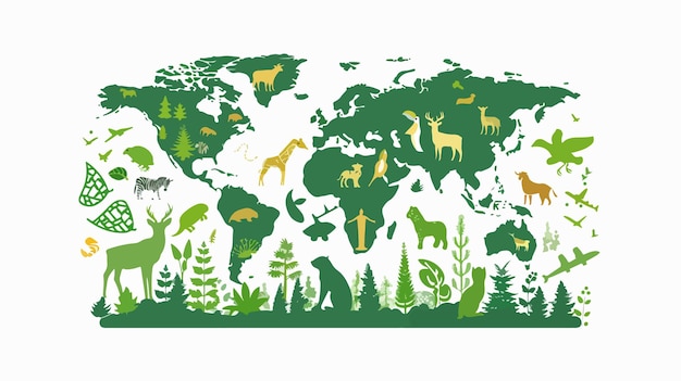 Vector green world and wildlife protection concept collage