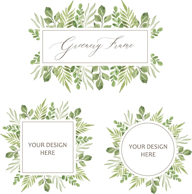 Vector greenery foliage frame