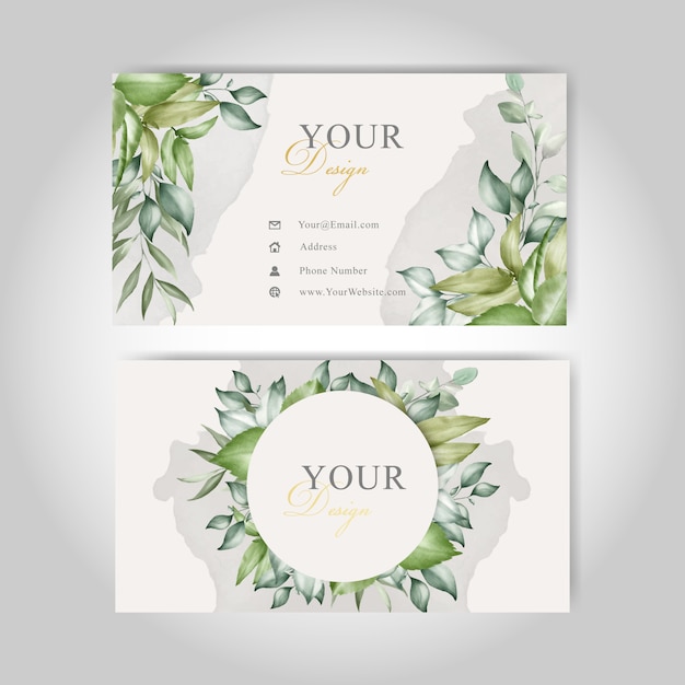 Greenery Watercolor Floral business cards