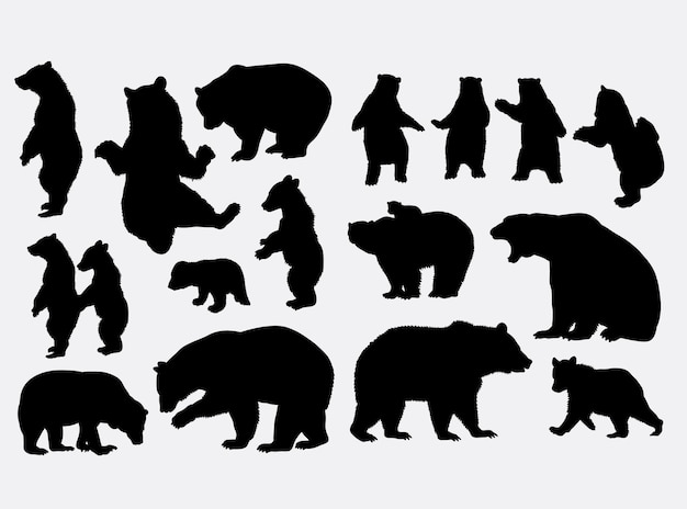 Vector grizzly bear wild animal silhouette