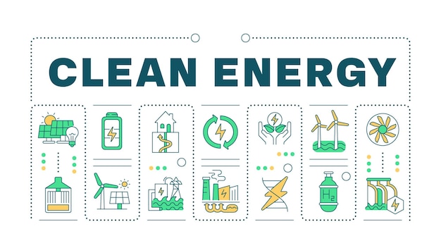 Vector groen woordconcept voor schone energie geïsoleerd op wit