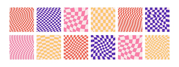 Vector groovy checkered patterns