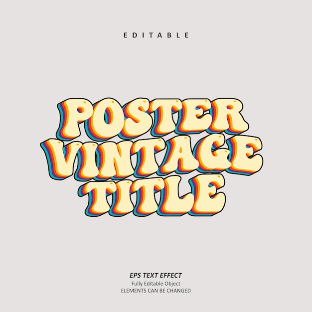 groovy poster title social media vintage text effect editable premium premium vector