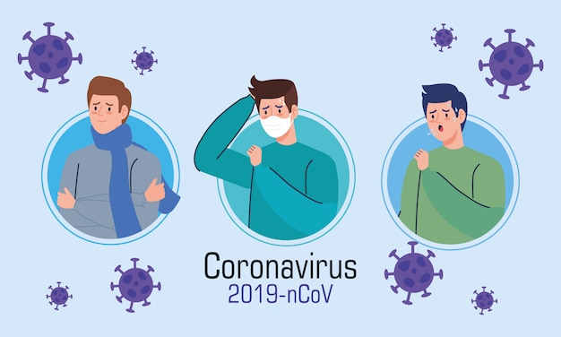 Group men sick of coronavirus 2019 ncov