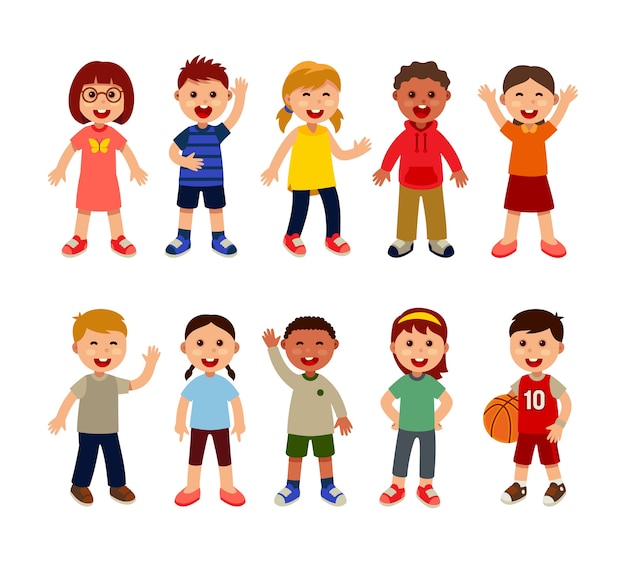 group of multiracial children at school 