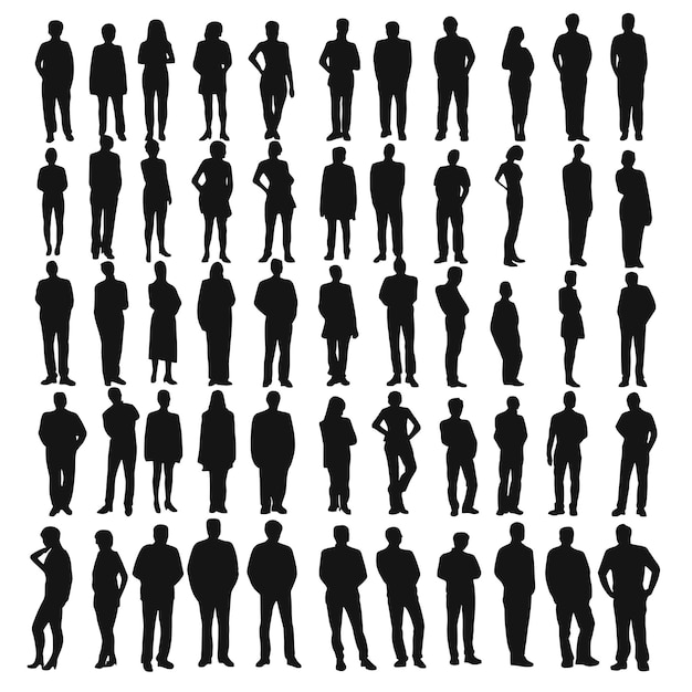 Vector a group of people standing in a row one of which is a person with a hand on his head