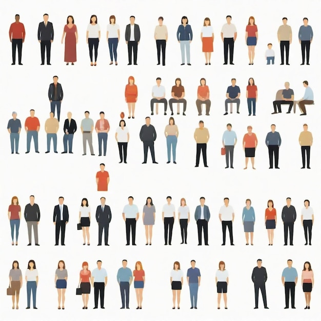 Vector group of people vector set white background isolated