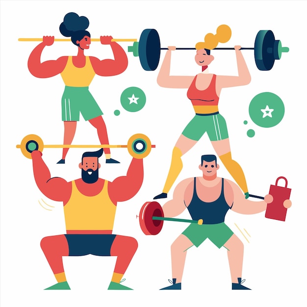 Vector a group of people with weights that say quot men quot