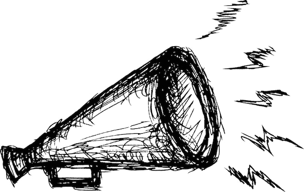 grunge megaphone in doodle style.Doodle of Megaphone, Business concept Digital marketing for website