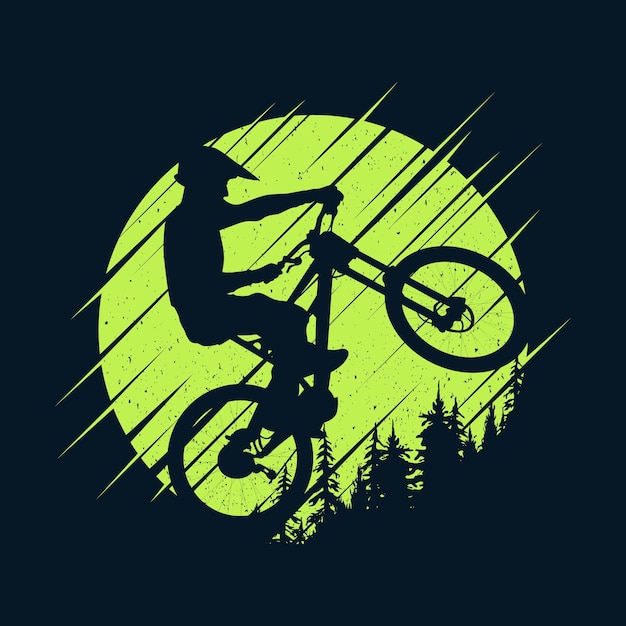 grunge style mountain bike silhouette design