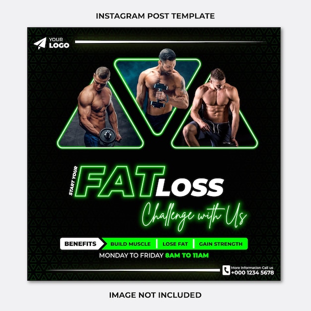 Gym fitness social media post template