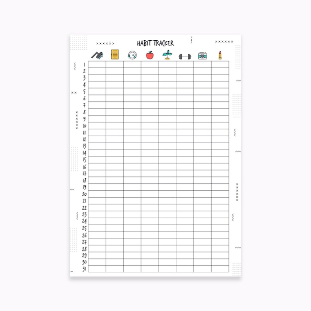 Vector habit tracker template