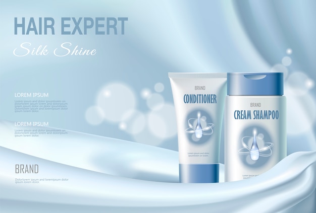 Hair cosmetic ad shampoo moisturizing conditioner moisturizing. Light blue