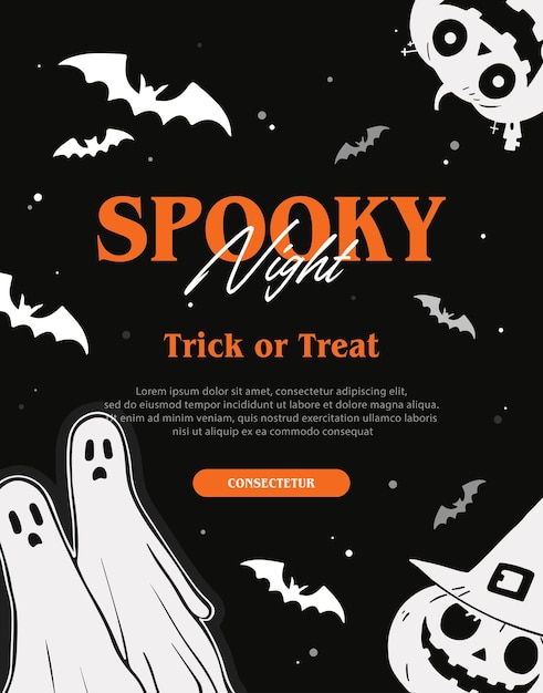 Vector halloween background with scary elements