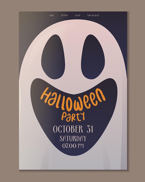 Halloween party invitation or greeting card. Vector flyer