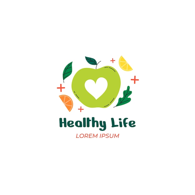 Vector hand draw healthy food logo template