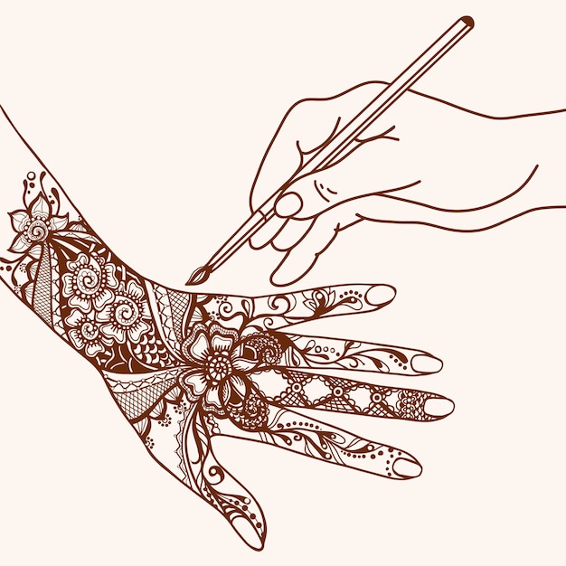 Hand Drawing Mehendi