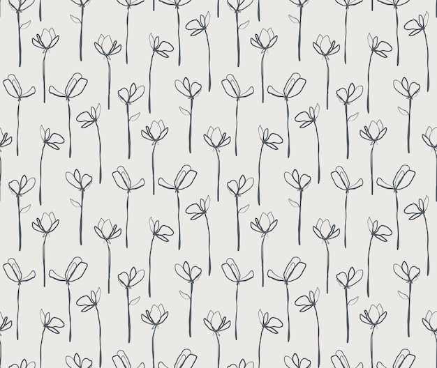 Hand drawm floral seamless pattern vector botanical background