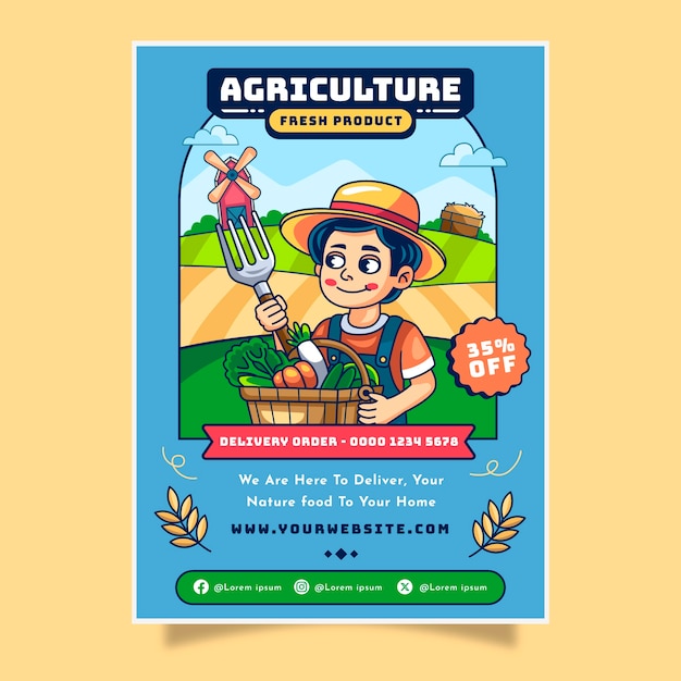 Vector hand drawn agriculture poster template