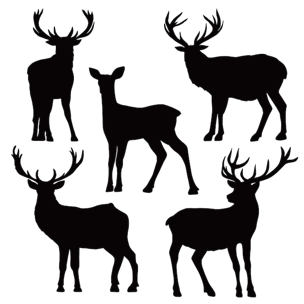 Hand drawn animals silhouette set illustration