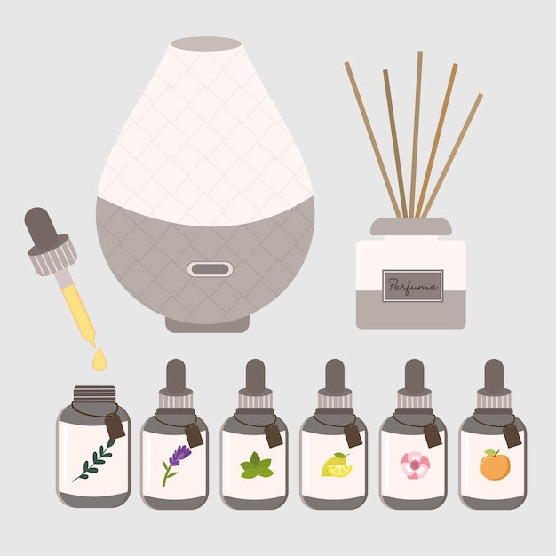 Vector hand drawn aromatherapy element set